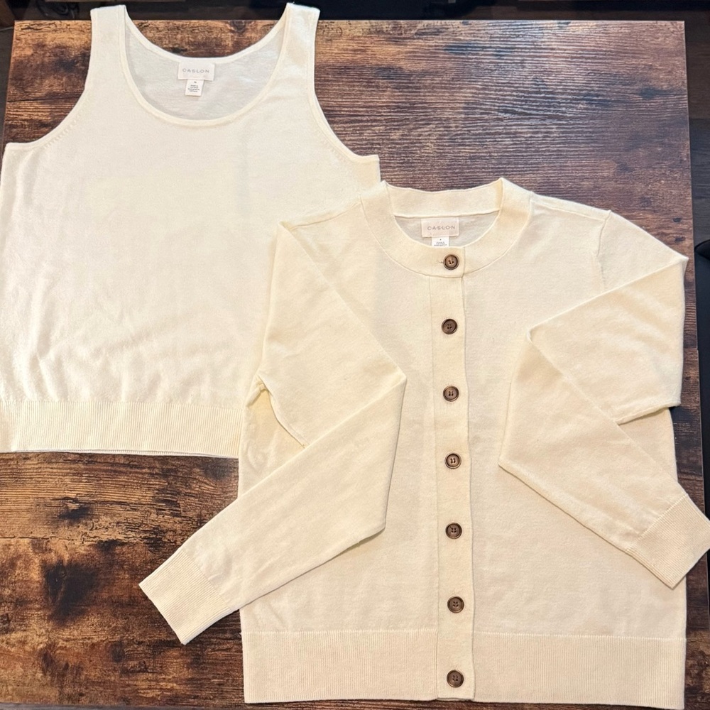 Caslon Cream Cardigan and Shell Set